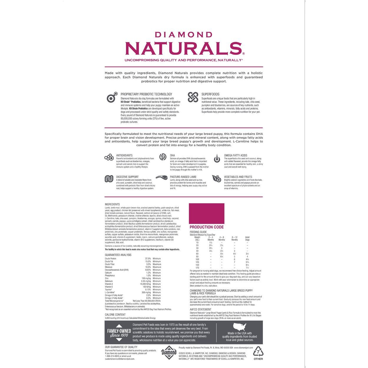 Diamond Naturals Large Breed Puppy Lamb & Rice Formula Puppy Food, 20-Lb