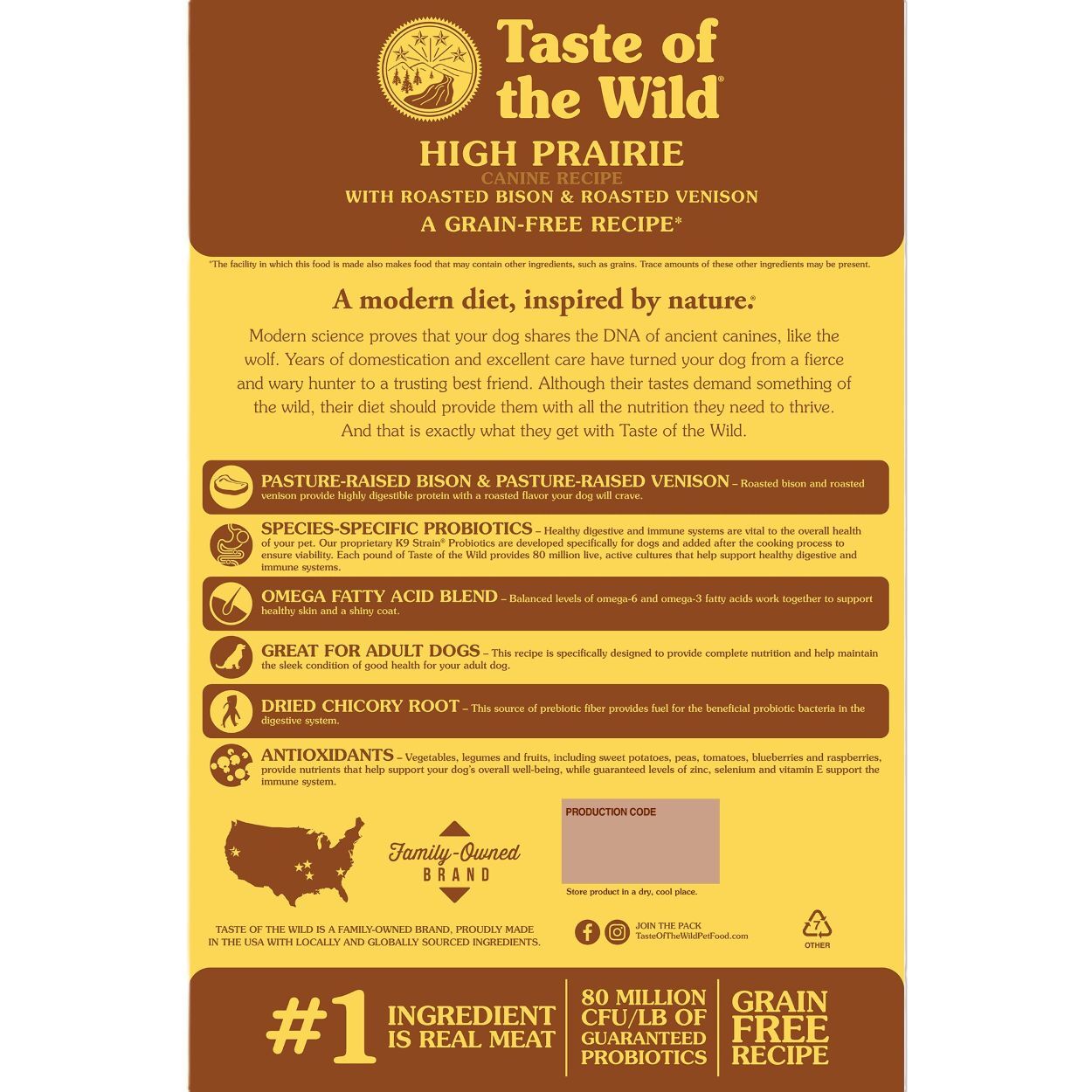 Taste of the Wild High Prairie Canine Recipe with Roasted Bison & Roasted Venison Dog Food, 5-Lb