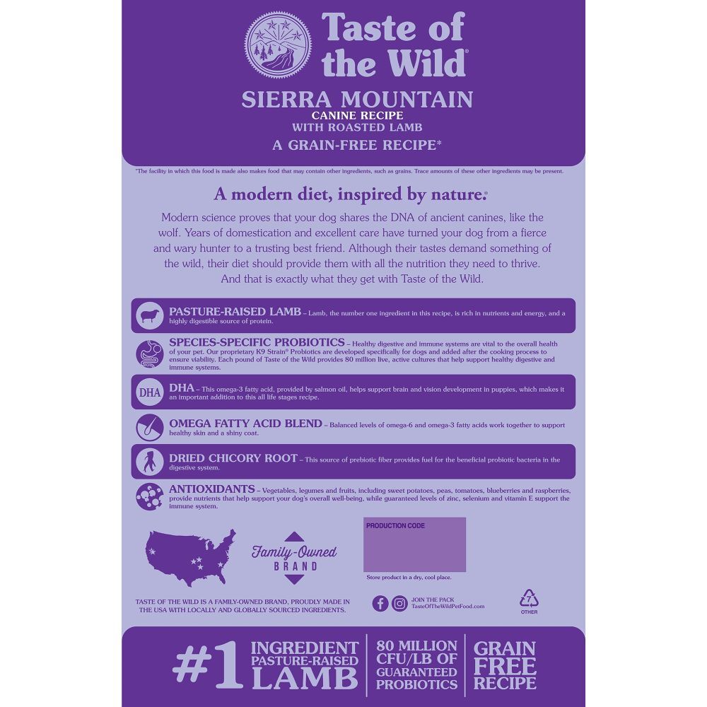 Taste of the Wild Sierra Mountain Canine Recipe with Roasted Lamb Dog Food, 28-Lb