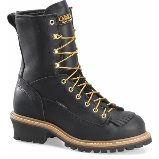 Men's Spruce Black Plain Toe Logging Boot Work Boots Shoes