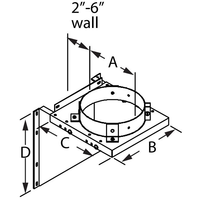 DuraVent DuraTech Galvalume Steel Adjustable Tee Support Bracket, 6-In