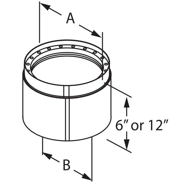 DuraVent DVL Double-Wall Adjustable Black Pipe, 6-In x 12-In