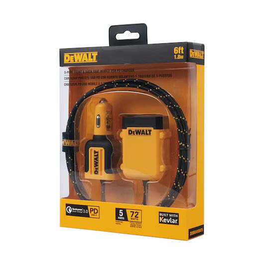 Dewalt 5-Port Front and Back Seat Mobile USB PD Charger