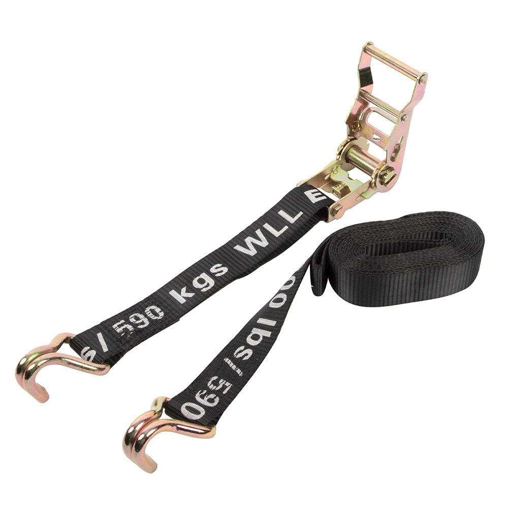 1.5″ X 15′ - 4000 Lb. Ratchet Strap With Double J-Hooks
