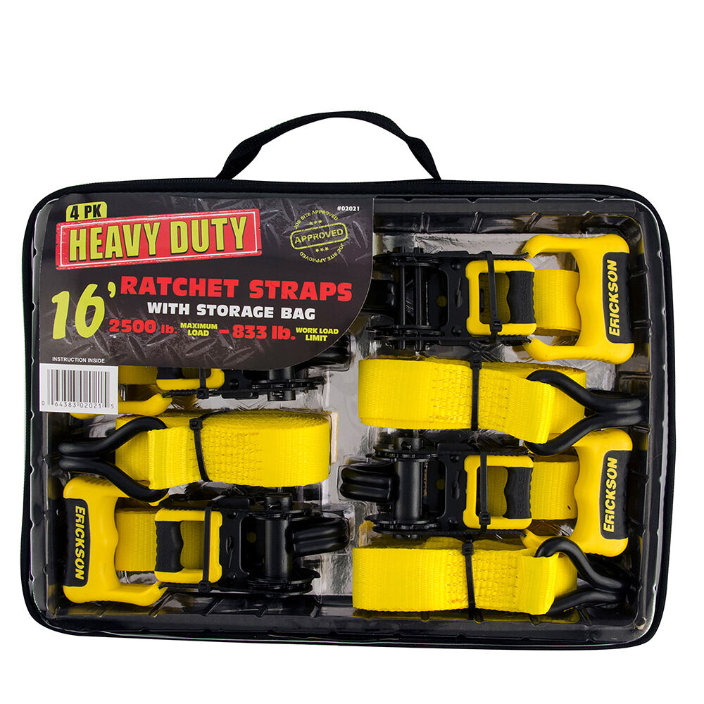1.25″ X 16′ - 2500 Lb. Rubber Handle Ratchet Strap In A Bag