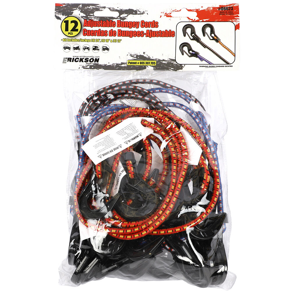 12 Pack Adjustable Bungey Cords
