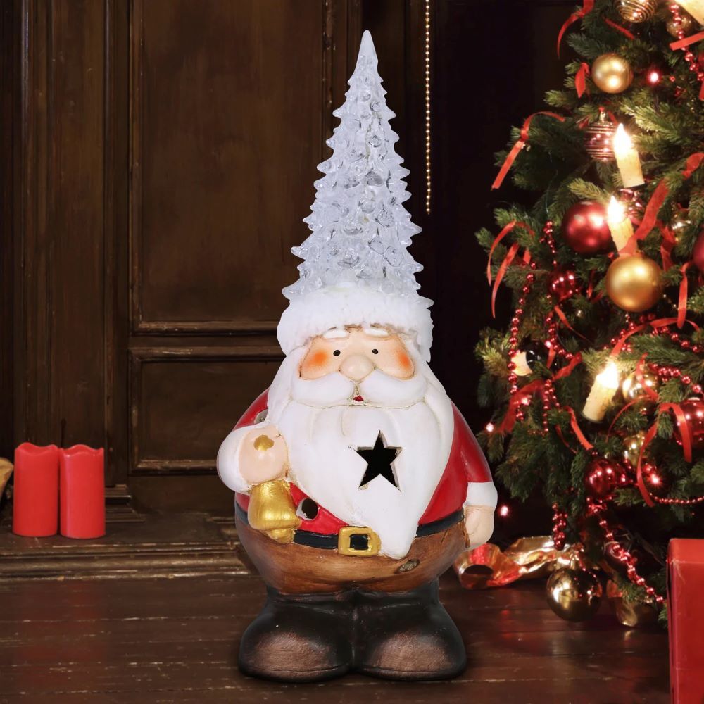 Exhart Santa with Color Changing LED Christmas Tree Hat