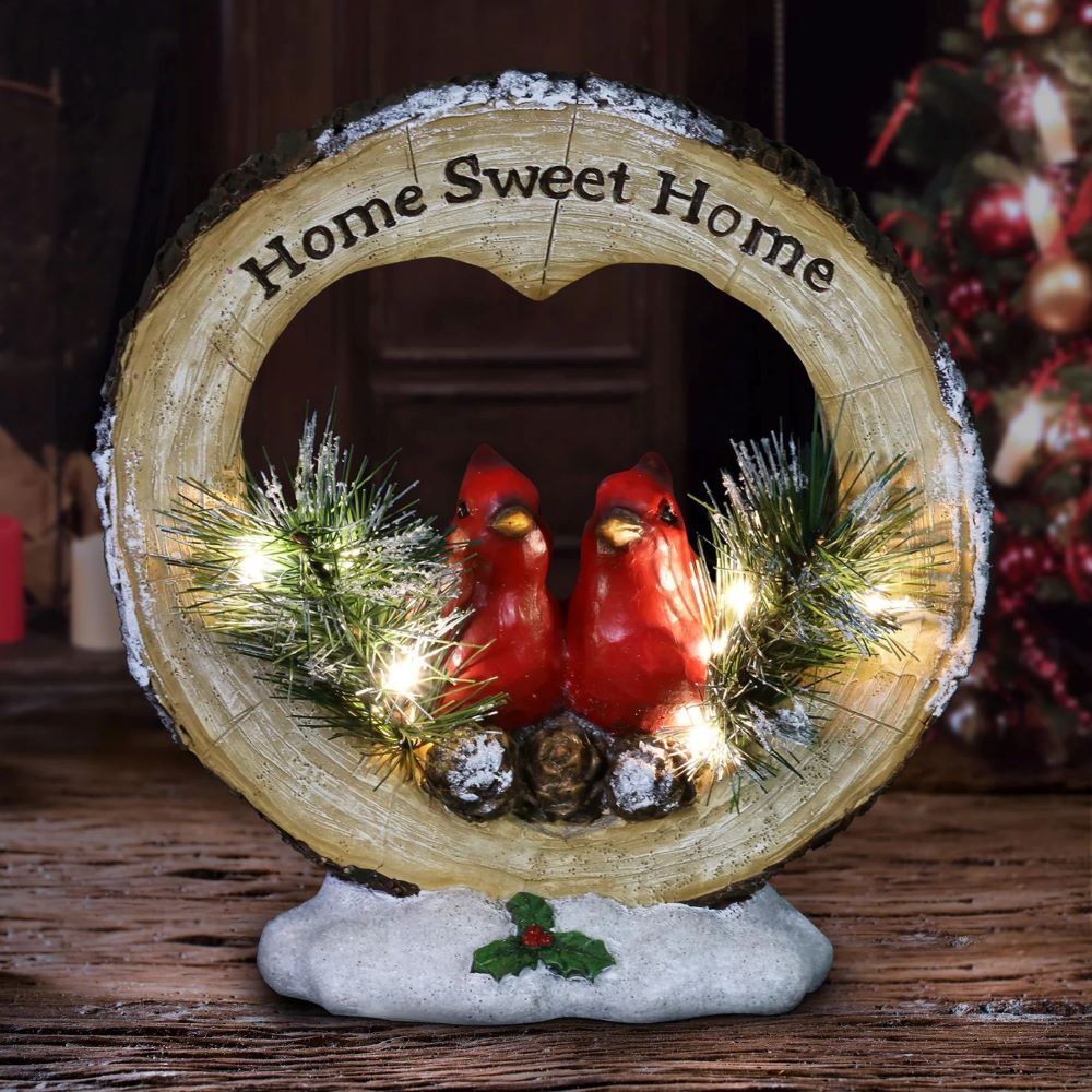 Exhart Hand Painted Home Sweet Home Christmas Statue with LED Lights