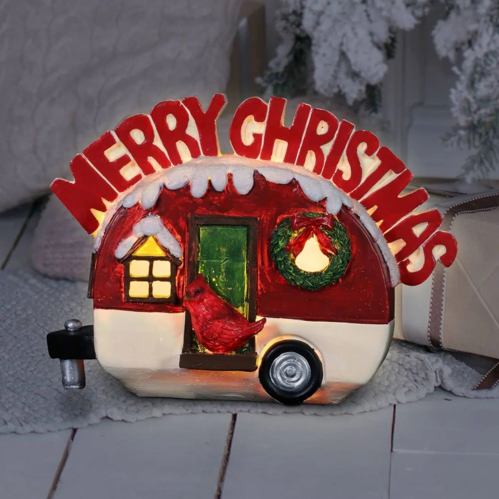 Exhart Merry Christmas LED Trailer Statue
