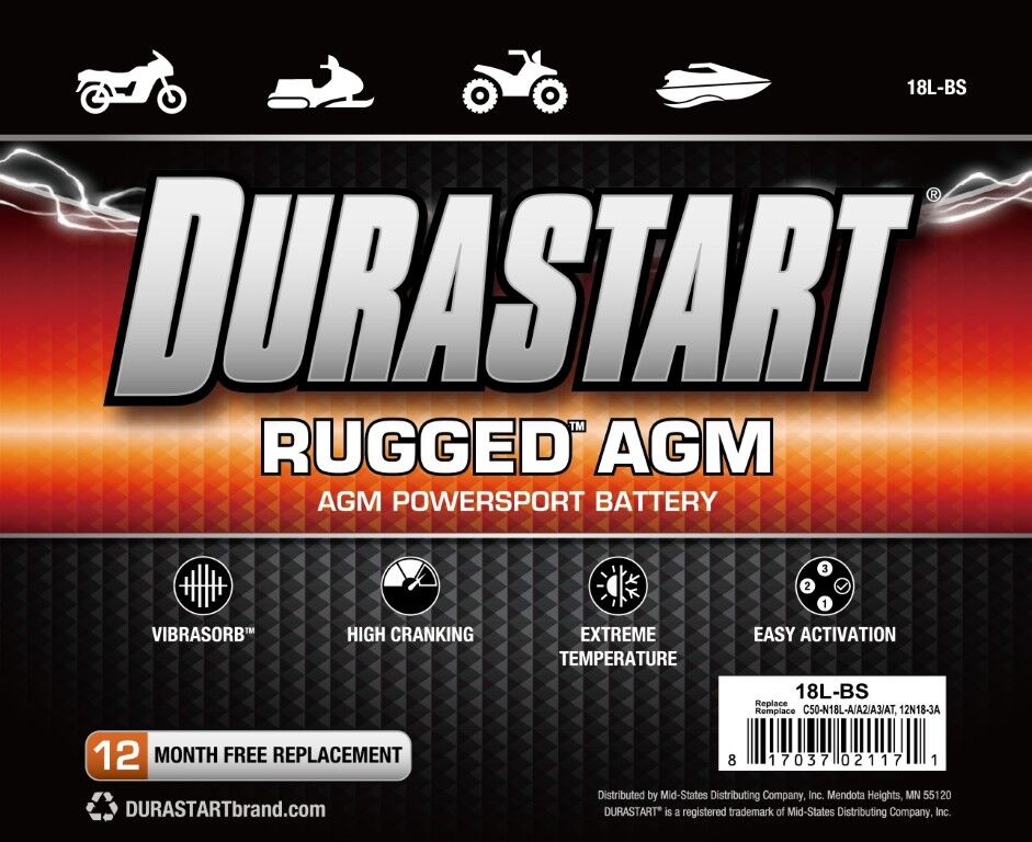 Durastart Rugged AGM Powersport Battery