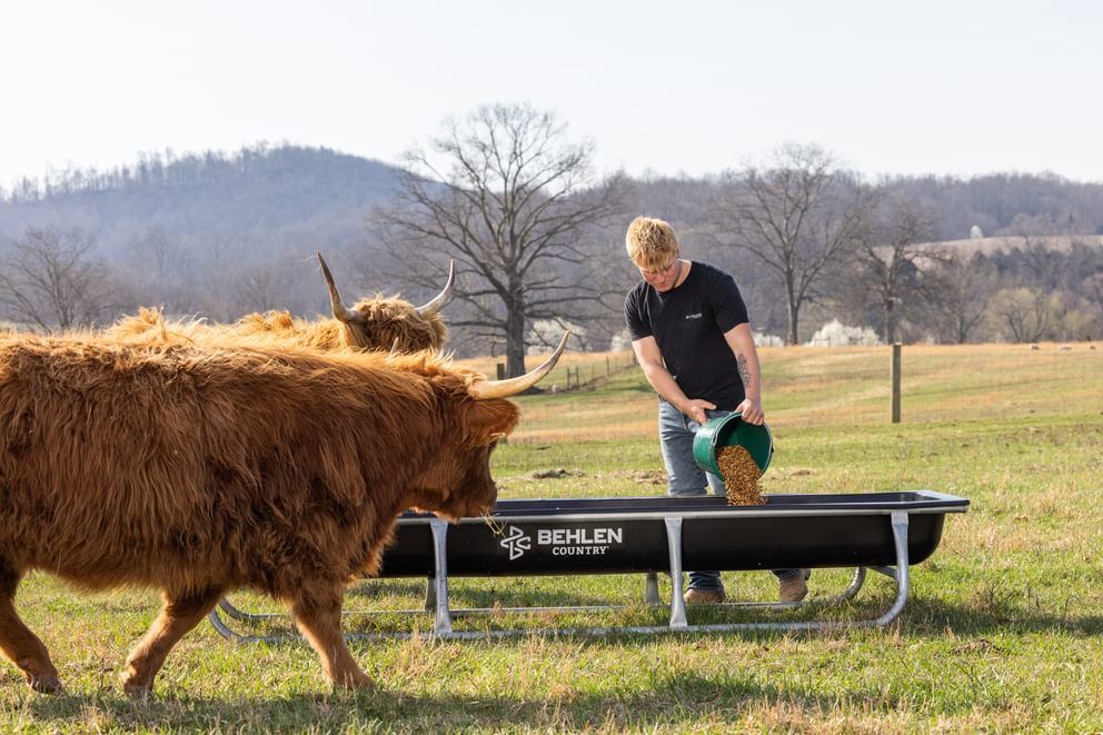 Behlen Country Stockman Black Galvanized Bunk Feeder, 10-Ft