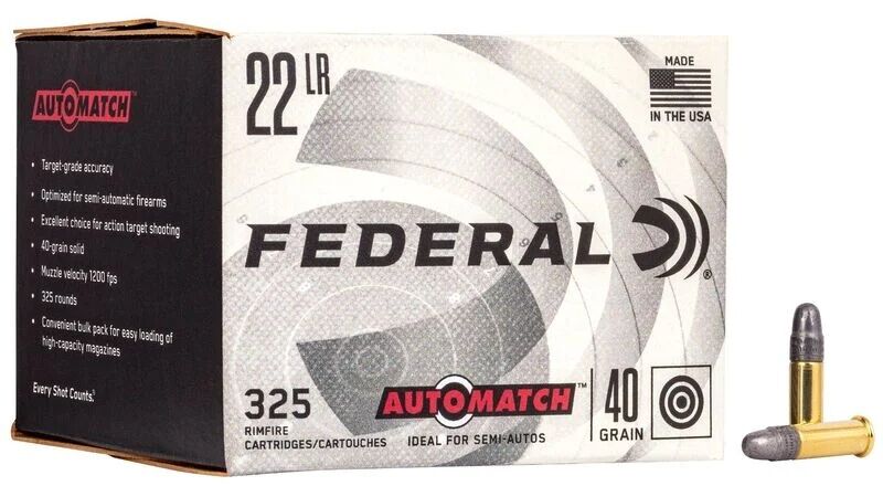 Federal Champion Training .22 LR, 40 Grain Lead Round Nose Rifle Ammo, 325-Rd