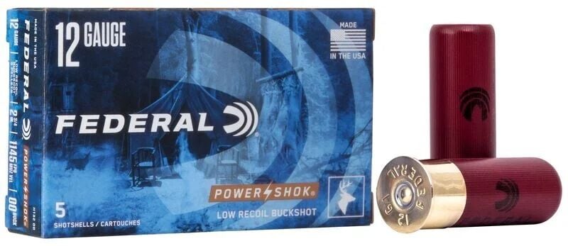 Federal Power-Shok Buckshot 12 Gauge 2 3/4" #00 Buckshot, 5-Rd