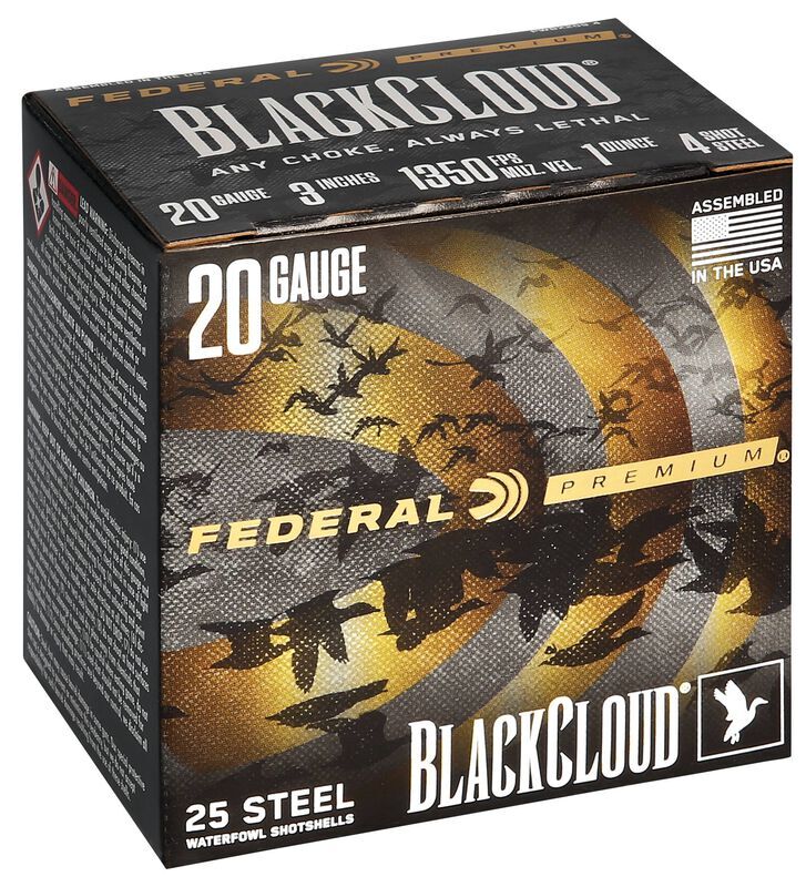 Federal Black Cloud FS Steel 20 Gauge 3" #4 Shot, 1-Oz, 25-Rd
