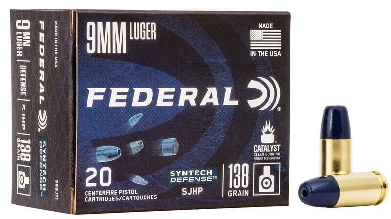 Federal Syntech Defense 9mm, 138 Grain Segmented Hollow Point Pistol Ammo, 20-Rd