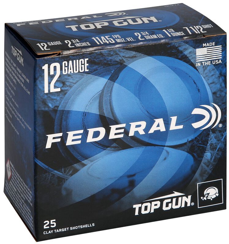 Federal Top Gun 12 Gauge 2 3/4" #7.5 Shot, 1 1/8-Oz, 25-Rd