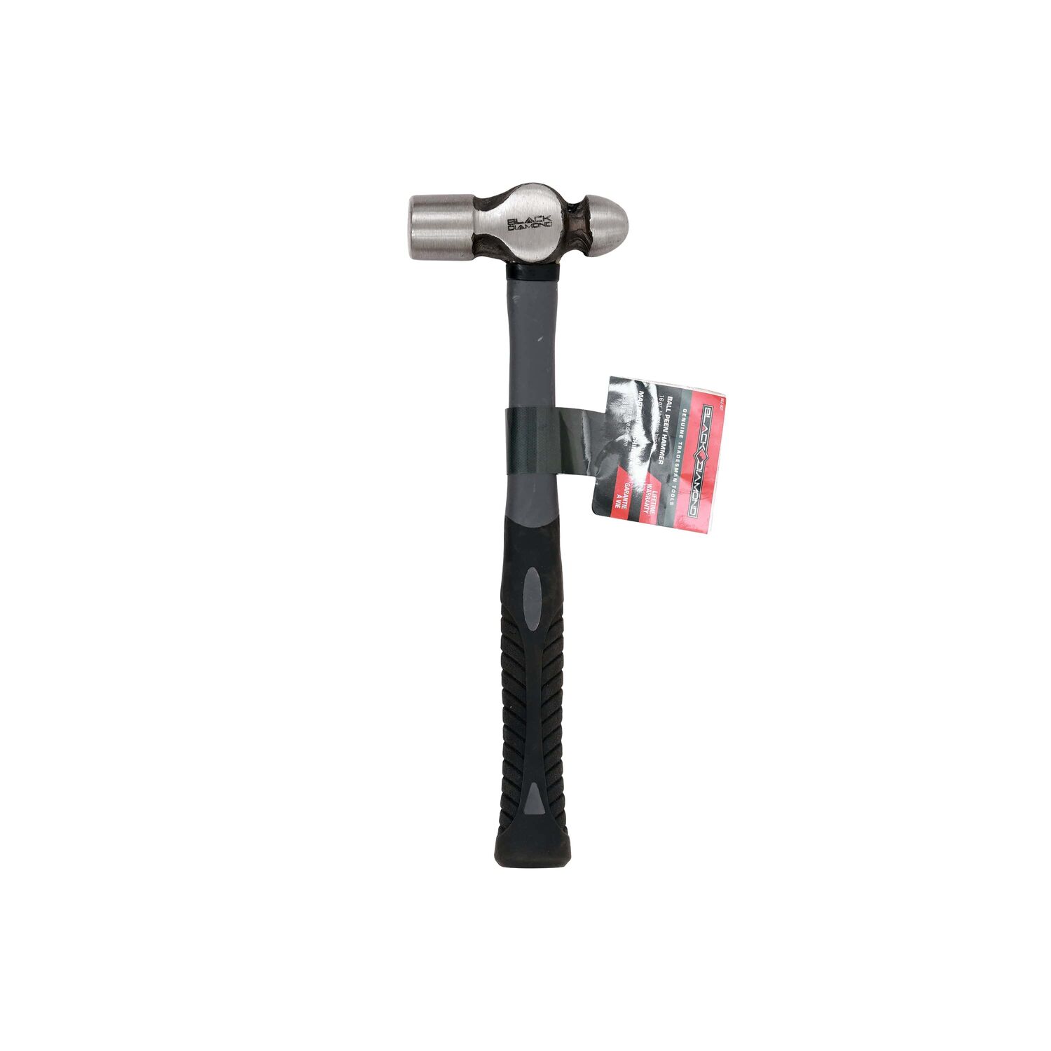 Black Diamond Ball Peen Hammer With Fiberglass Handle, 16-Oz