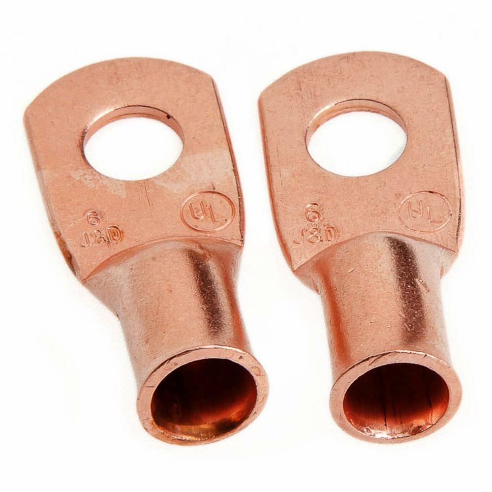 Lug For #6 Cable, 1/4" Stud, Premium Copper