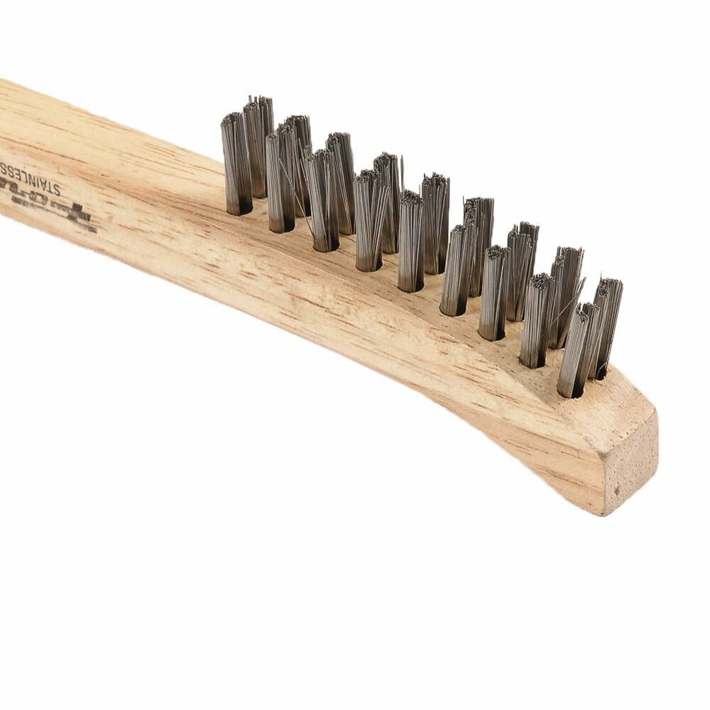 Scratch Brush With Curved Handle, Stainless, 2 X 9 Rows