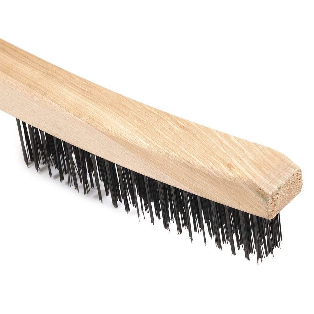 Scratch Brush With Long Handle, Carbon, 3 X 19 Rows