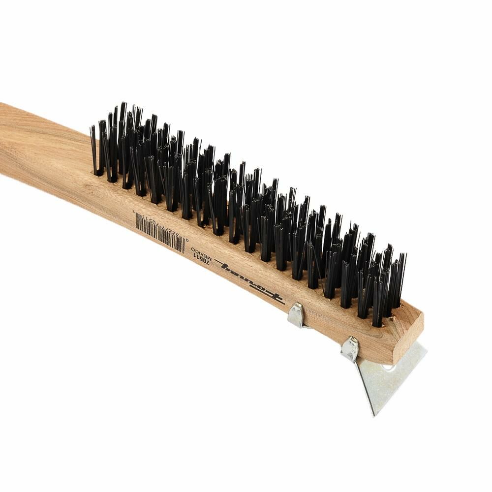 Scratch Brush With Scraper, Carbon, 3 X 19 Rows