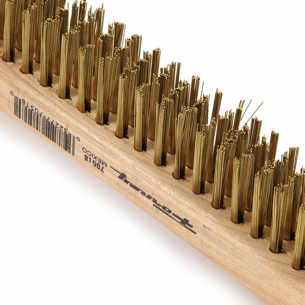 Scratch Brush With Long Handle, Brass, 3 X 19 Rows