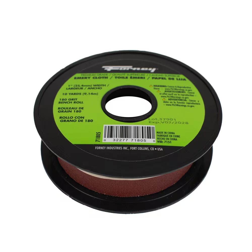 Forney Industries Emery Cloth Bench Roll, 180-Grit, 1-In x 10-Yd