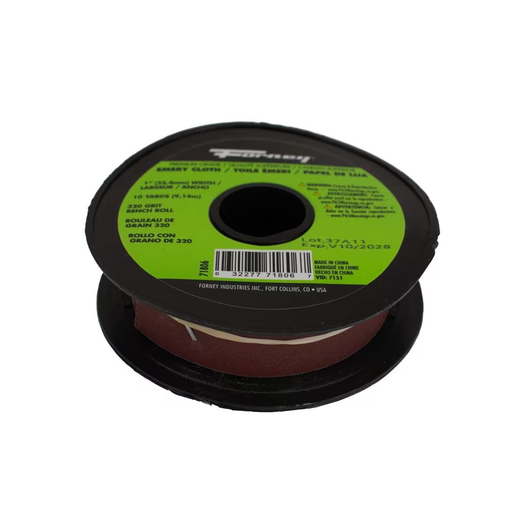 Forney Industries Emery Cloth Bench Roll, 320-Grit, 1-In x 10-Yd