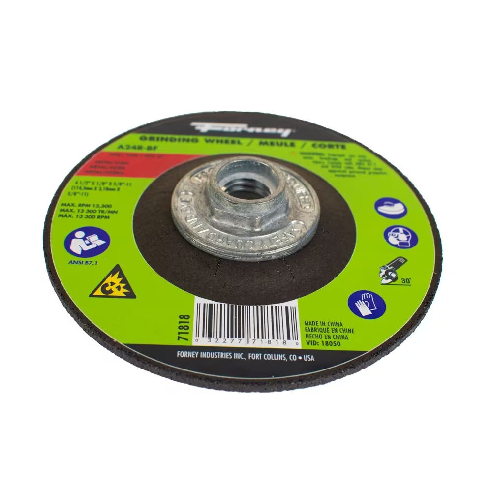 Forney Industries Metal Grinding Wheel Type 27, 4 1/2-In x 1/8-In x 5/8-In - 11