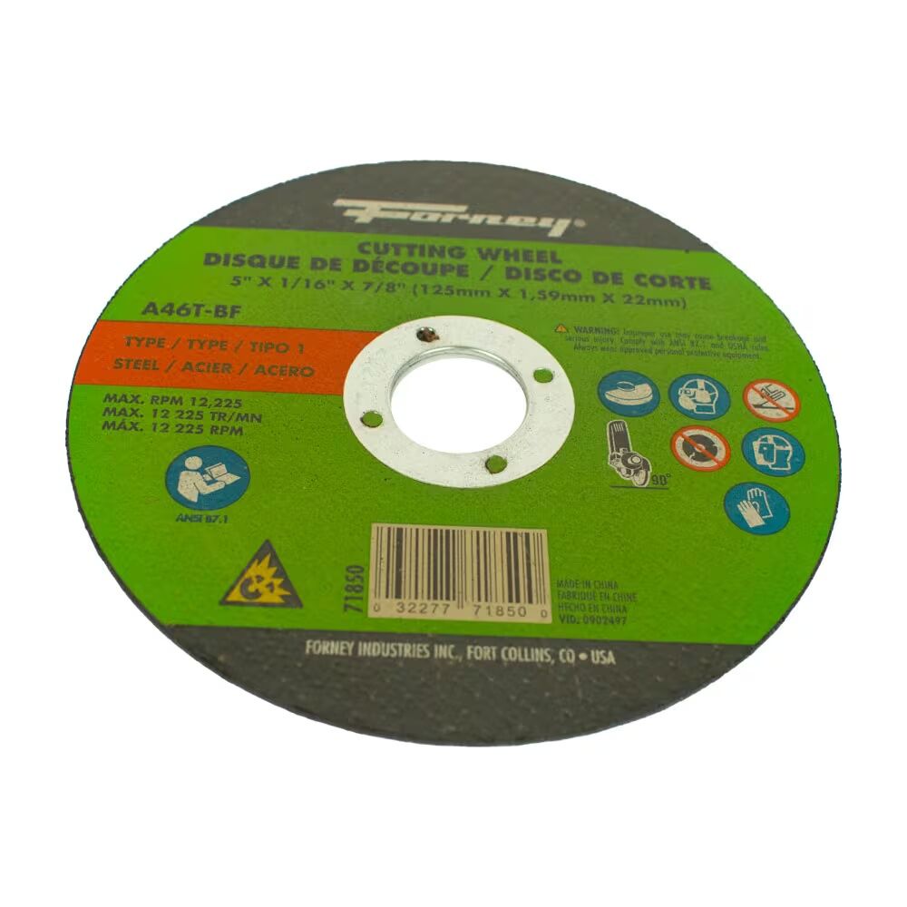 Forney Industries Metal Cut-Off Wheel Type 1, 5-In x 1/16-In x 7/8-In