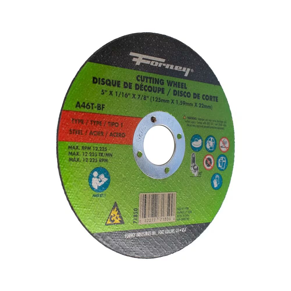 Forney Industries Metal Cut-Off Wheel Type 1, 5-In x 1/16-In x 7/8-In