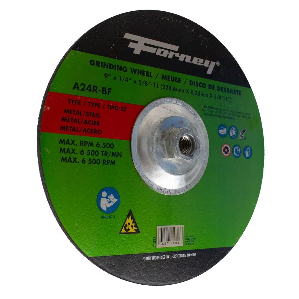 Forney Industries Metal Grinding Wheel Type 27, 9-In x 1/4-In x 5/8-In - 11