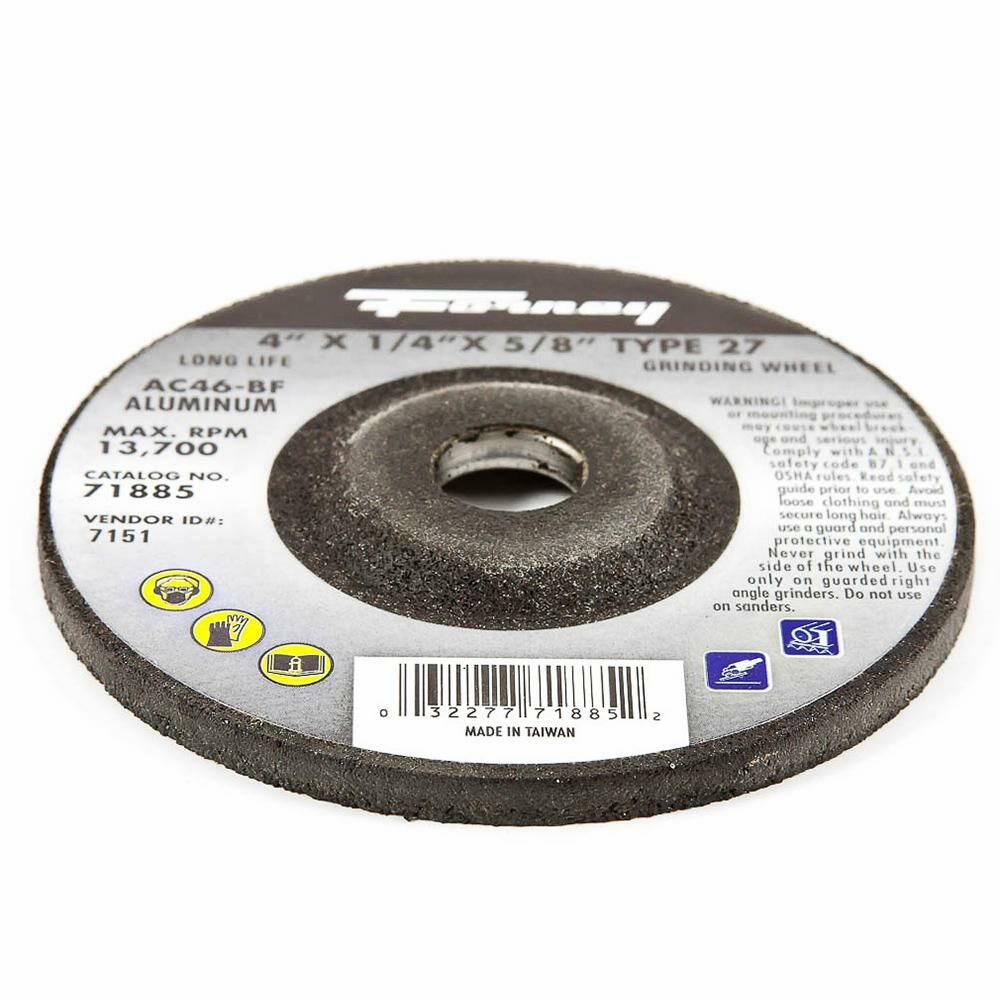 Grinding Wheel, Aluminum, Type 27, 4" X 1/4" X 5/8"