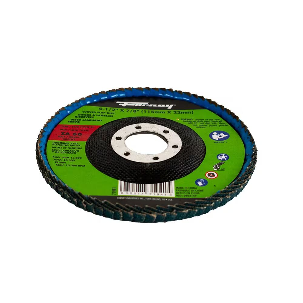 Forney Industries Zirconia Curved Edge Flap Disc Type 27, 60-Grit, 4 1/2-In x 7/8-In