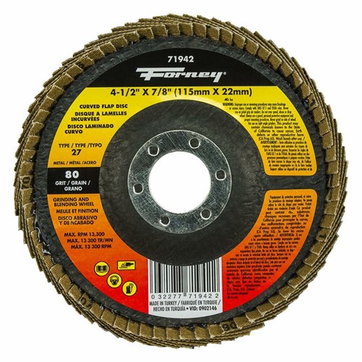 Curved Edge Flap Disc, 4 1/2-In X 7/8-In, 80 Grit