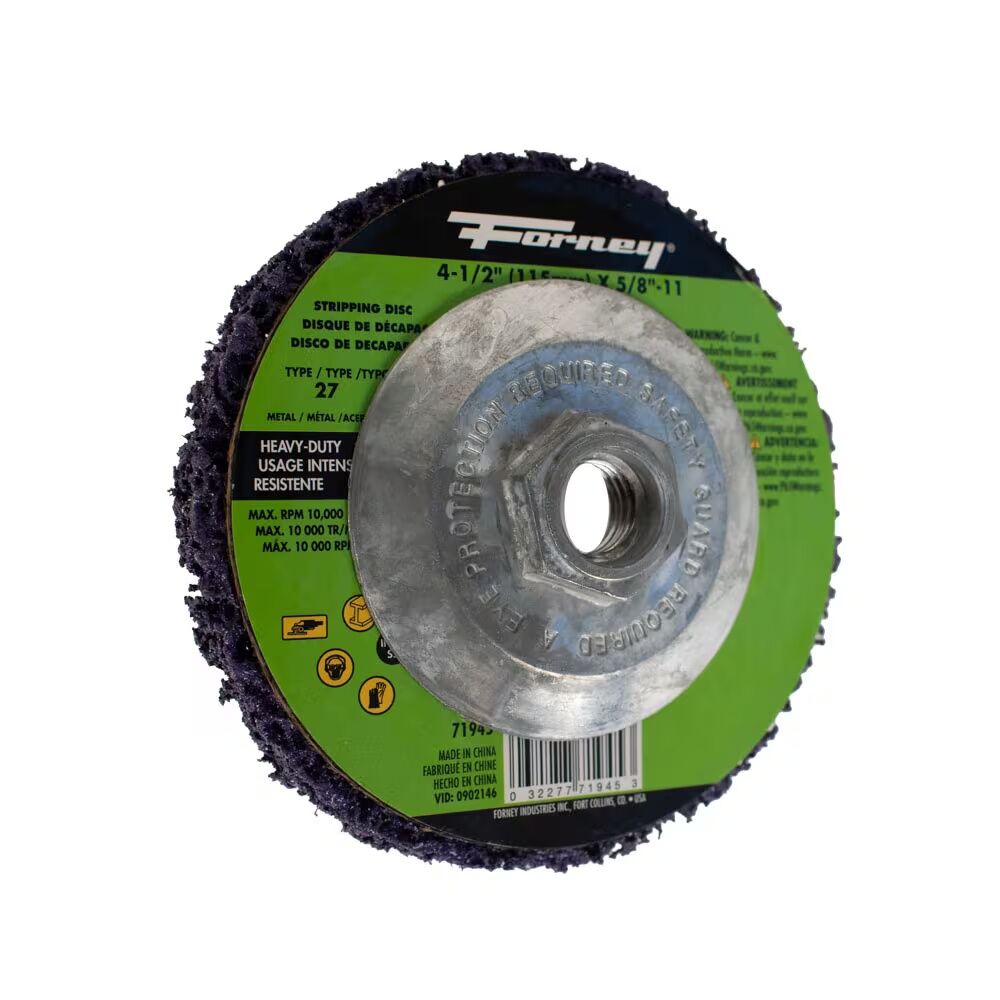 Forney Industries Heavy Duty Strip And Finish Disc Type 27, 4 1/2-In x 5/8-In - 11