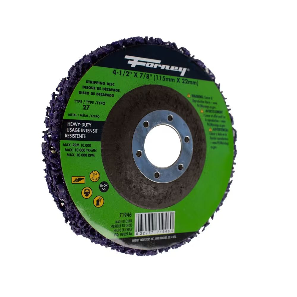 Forney Industries Heavy Duty Strip And Finish Disc Type 27, 4 1/2-In x 7/8-In