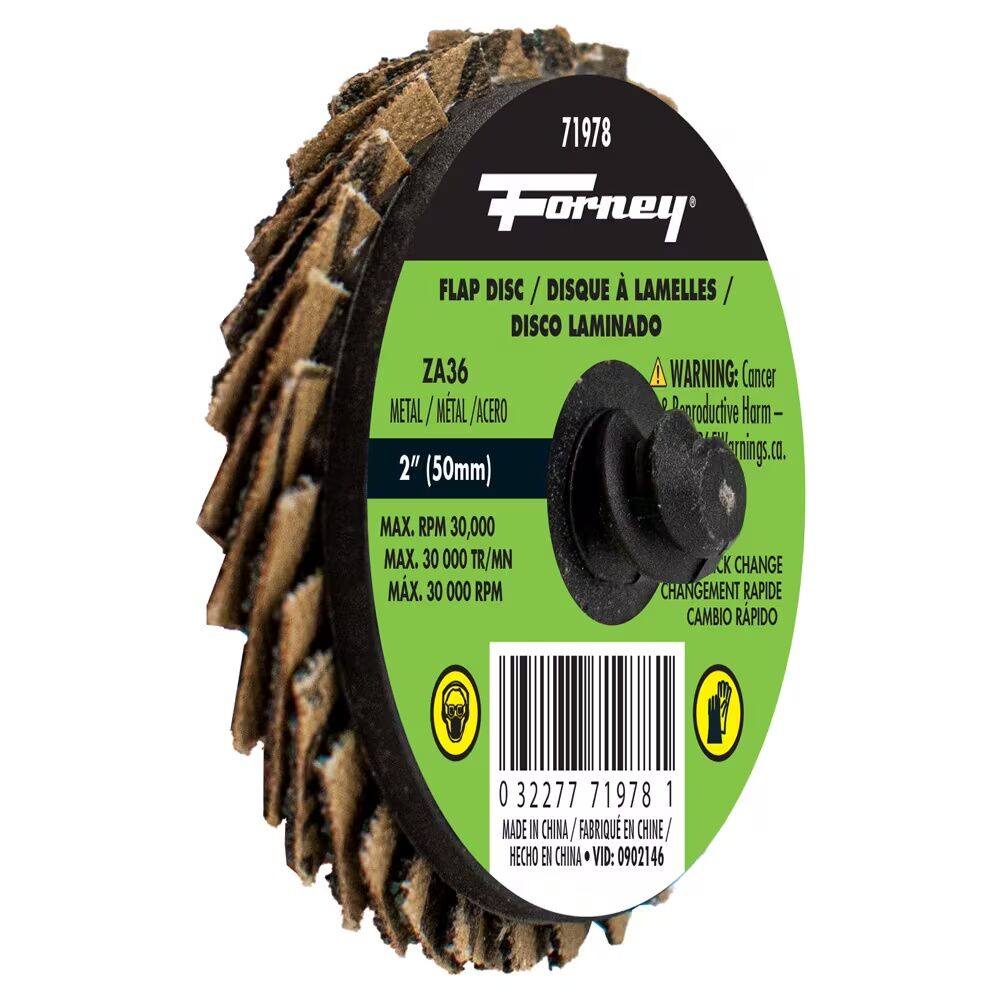 Forney Industries Zirconia Quick Change Flap Disc, 36-Grit, 2-In