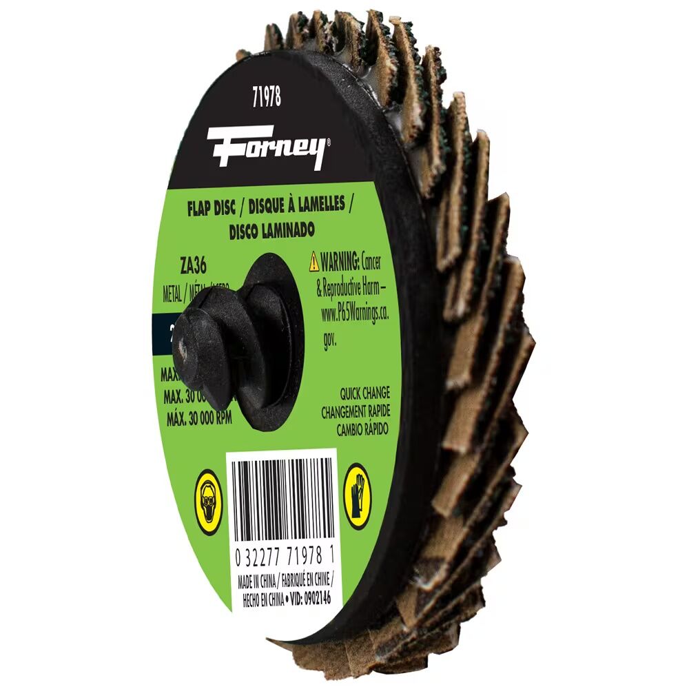 Forney Industries Zirconia Quick Change Flap Disc, 36-Grit, 2-In