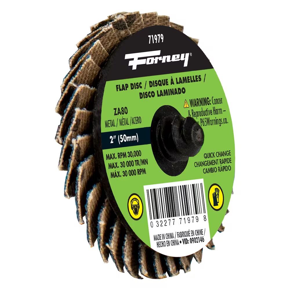 Forney Industries Zirconia Quick Change Flap Disc, 80-Grit, 2-In