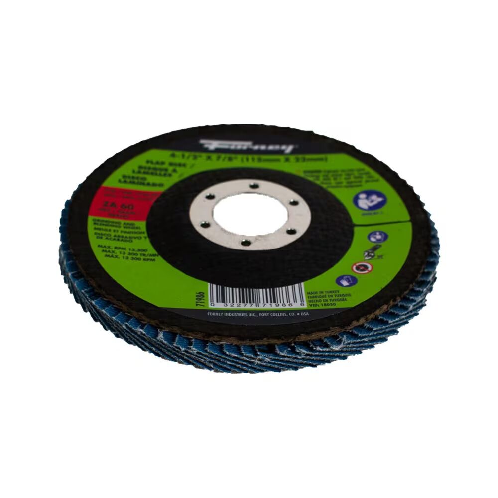 Forney Industries Zirconia Flap Disc Type 29, 60-Grit, 4 1/2-In x 7/8-In