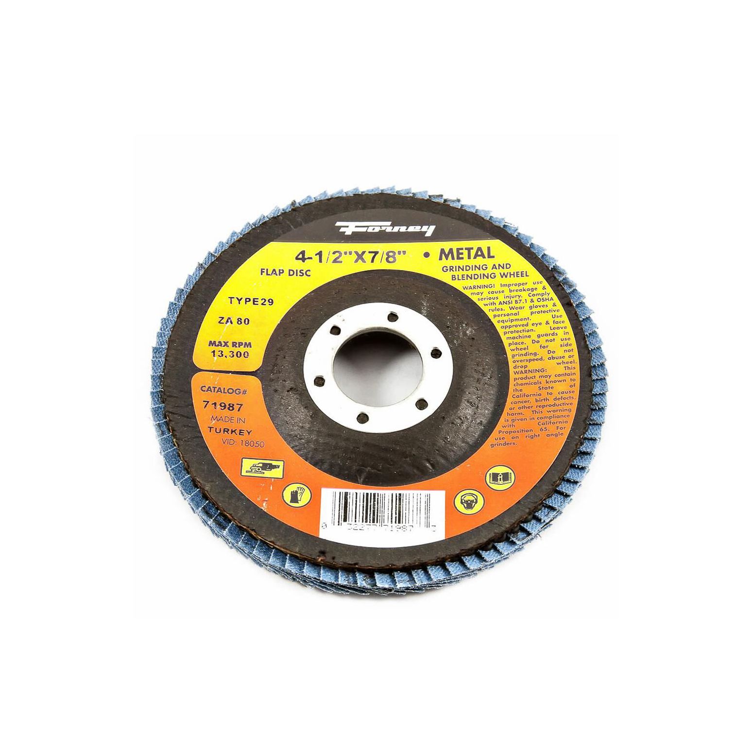4-1/2 in. x 7/8 in., 60-Grit, Type 27 Flap Disc with Fiberglass Backing and Zirconia Grain 4-1/2 in. x 7/8 in., 60-Grit, Type 27 Flap Disc with Fiberglass Backing and Zirconia Grain