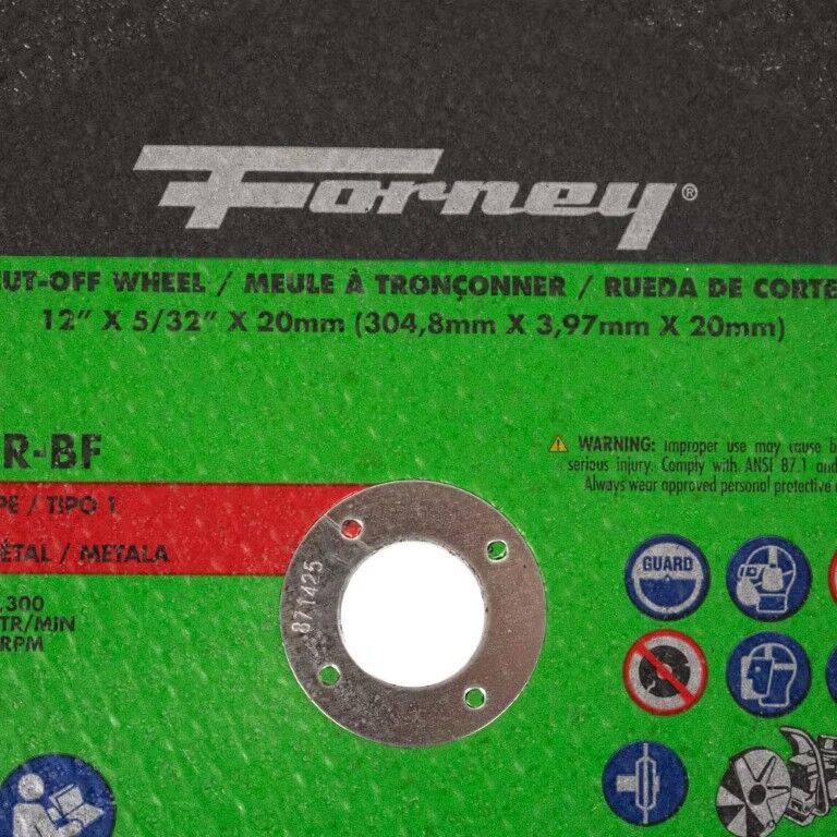 Forney Industries Metal Cutting Wheel Type 1, 12-In x 5/32-In x 20-mm