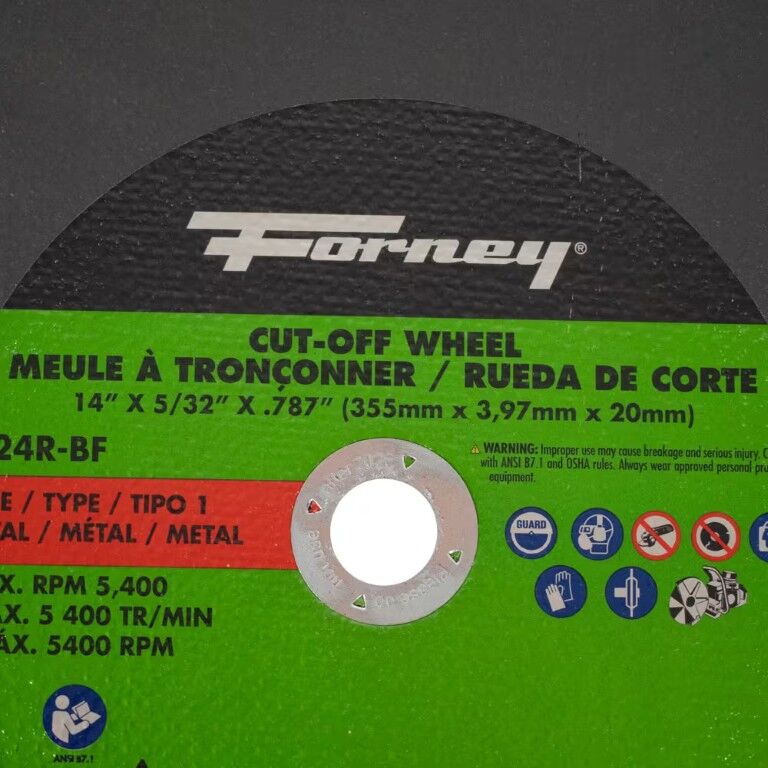 Forney Industries Metal Cutting Wheel Type 1, 14-In x 5/32-In x 20-mm