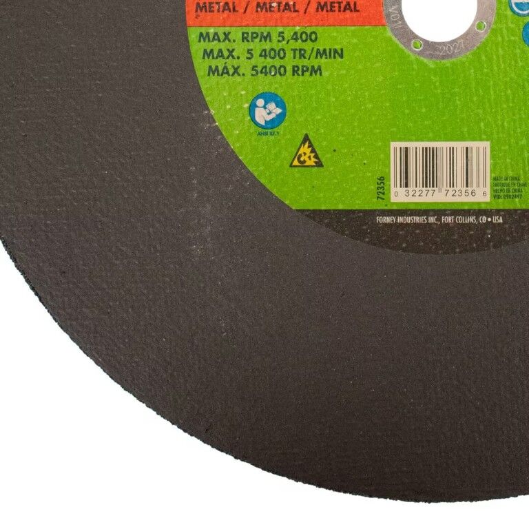 Forney Industries Metal Cutting Wheel Type 1, 14-In x 5/32-In x 1-In