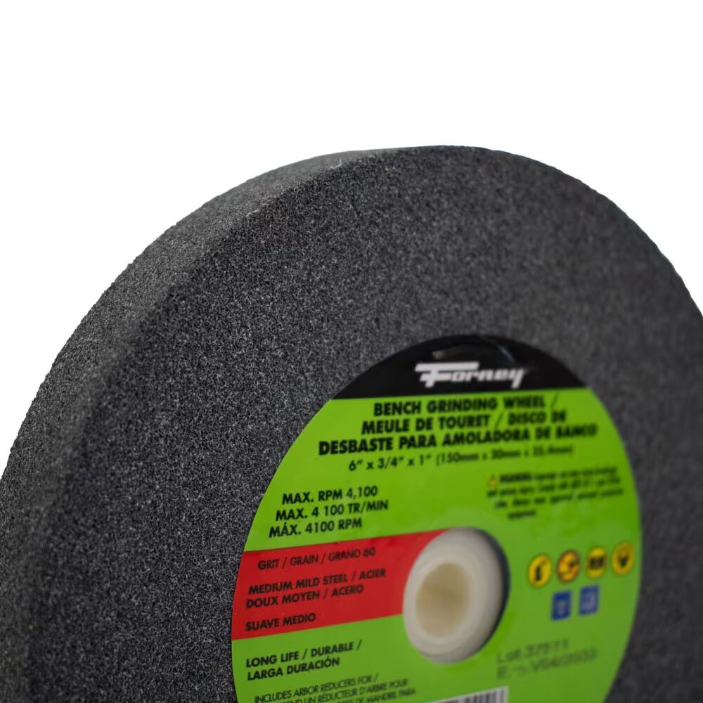 Forney Industries Bench Grinding Wheel, 60-Grit, 6-In x 3/4-In x 1-In