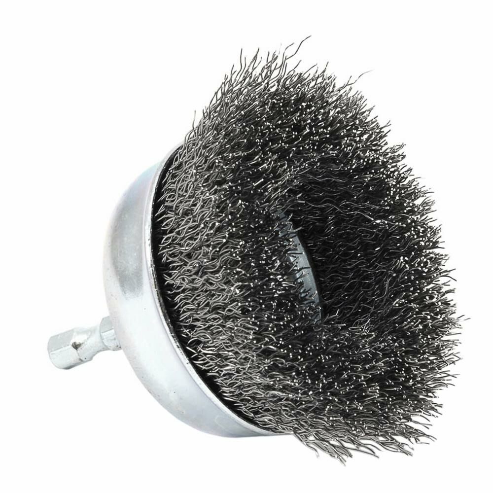 Cup Brush Crimped, 3" X 0.012 X 1/4" Hex Shank