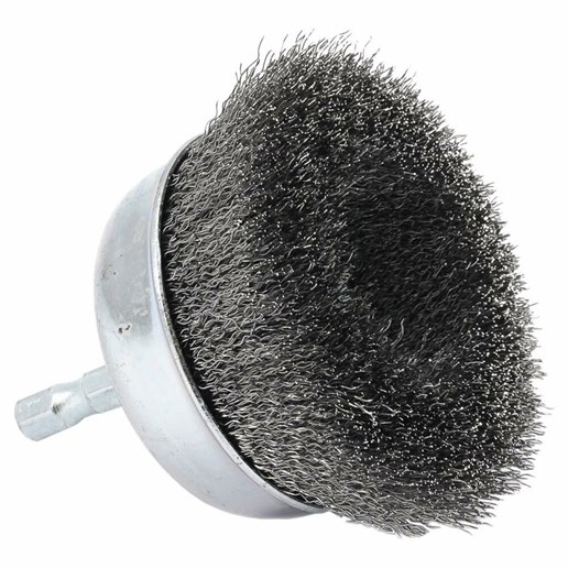 Cup Brush Crimped, 3" X 0.008" X 1/4" Hex Shank