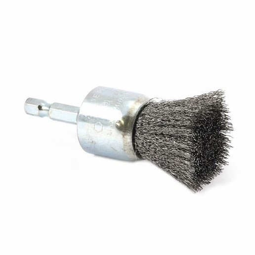 End Brush Crimped, 1" X 0.008" X 1/4" Hex Shank