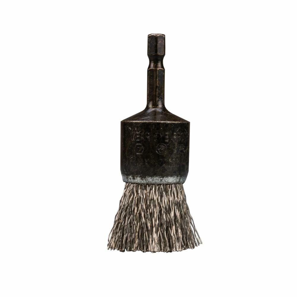 Cp End Brush Crimped, Stainless Steel, 1" X 0.014" X 1/4"